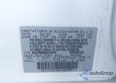 2022 Nissan Kicks S Xtronic Cvt из США, поврежденный, VIN 3N1CP5BV6NL526399